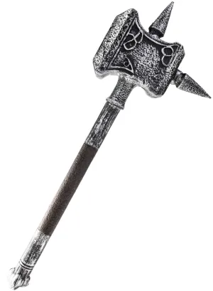 Large Spiked Silver Viking Hammer Costume Weapon