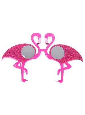 Large Tropical Pink Glitter Flamingo Costume Glasses