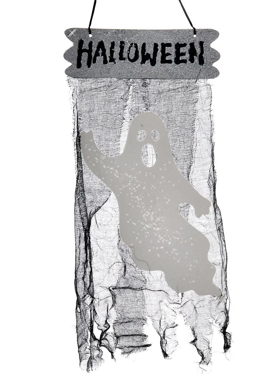 Large White Ghost Hanging Halloween Sign