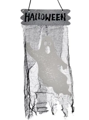 Large White Ghost Hanging Halloween Sign