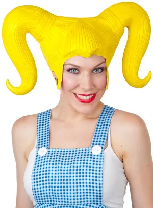 Latex Yellow Pigtail Costume Wig