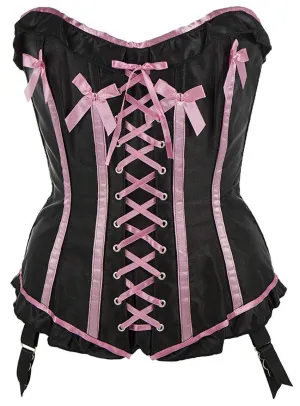 Lavish Black and Pink Womens Burlesque Corset
