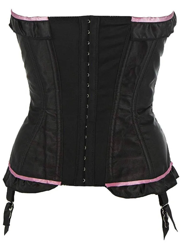 Lavish Black and Pink Womens Burlesque Corset