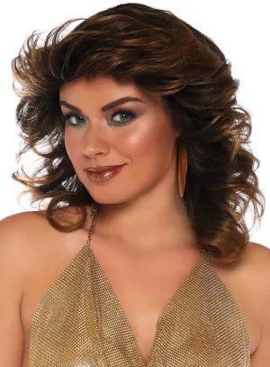 Layered Brown 1970s Farrah Costume Wig