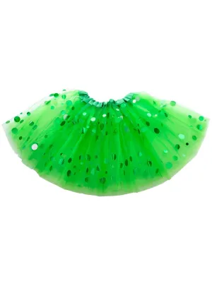 Layered Green Womens Tutu with Holographic Dots