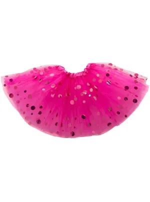 Layered Hot Pink Womens Tutu with Holographic Dots