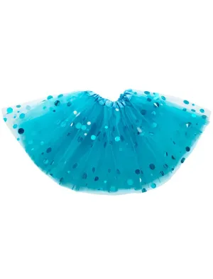 Layered Light Blue Womens Tutu with Holographic Dots