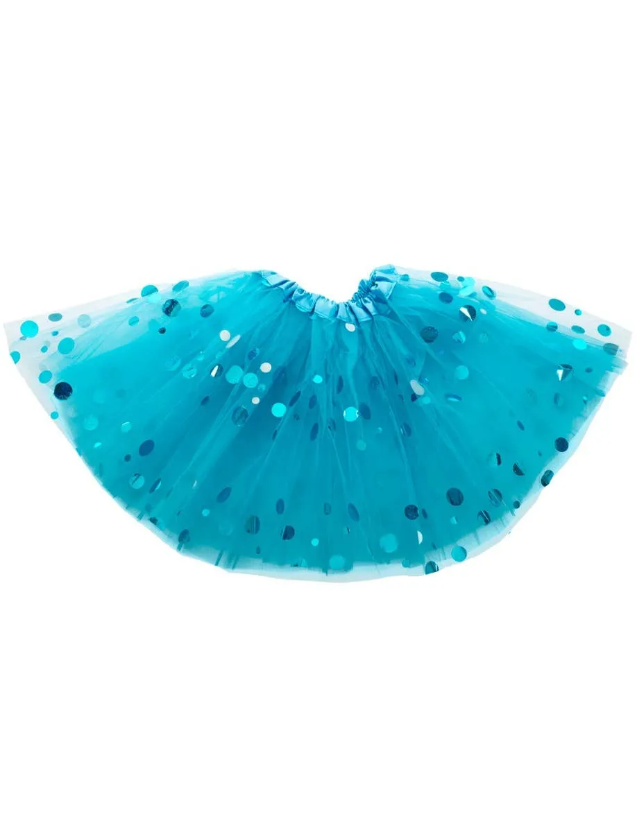 Layered Light Blue Womens Tutu with Holographic Dots