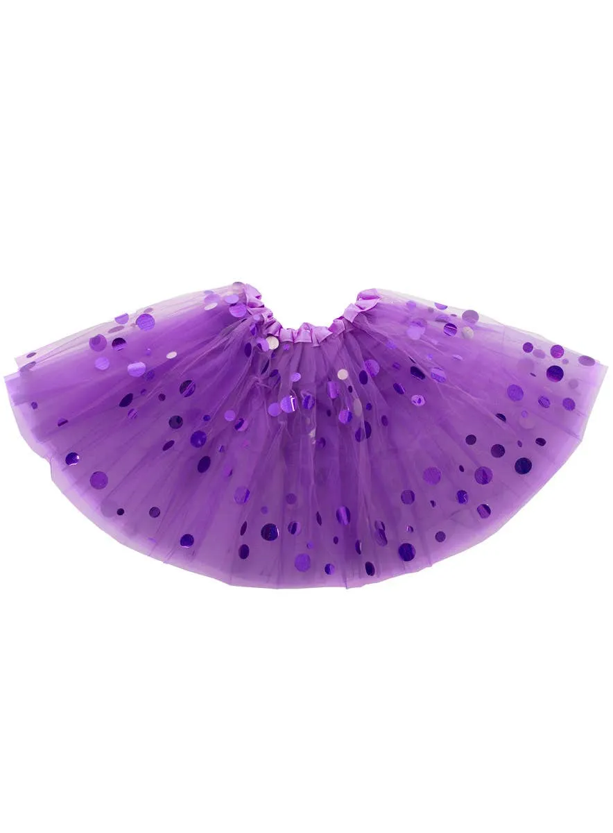 Layered Purple Womens Tutu with Holographic Dots