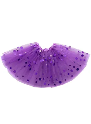 Layered Purple Womens Tutu with Holographic Dots