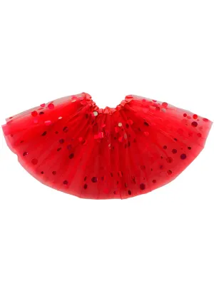 Layered Red Womens Tutu with Holographic Dots