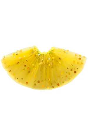 Layered Yellow Womens Tutu with Holographic Dots