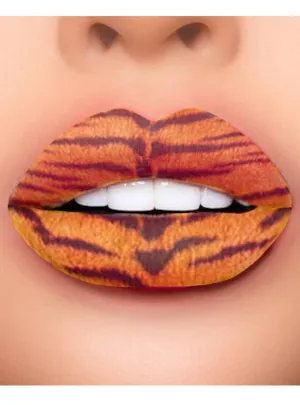 Le Tiger Black and Orange Temporary Lip Tattoo Costume Makeup