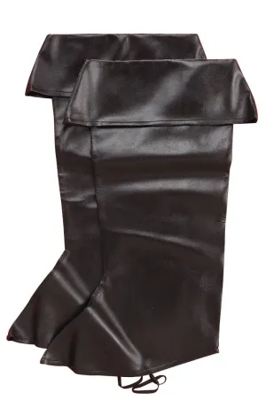 Leather Look Adults Black Pirate Boot Covers