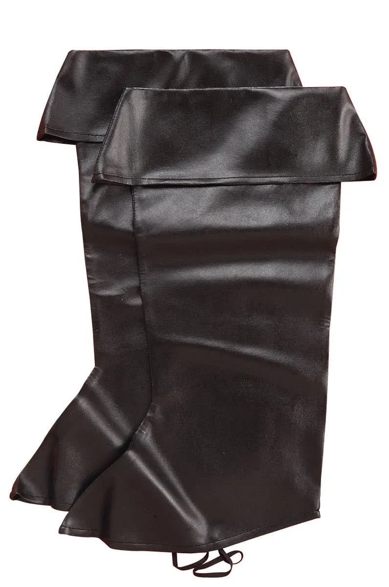Leather Look Adults Black Pirate Boot Covers