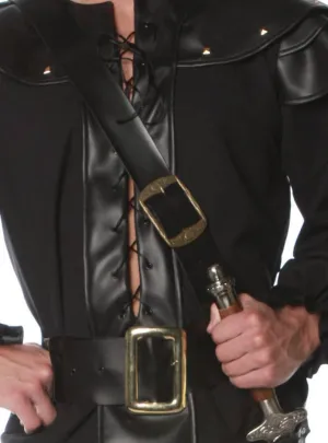 Leather Look Adults Black Sword Belt Costume Accessory