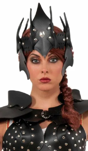 Leather Look Black Warrior Queen Crown Headpiece