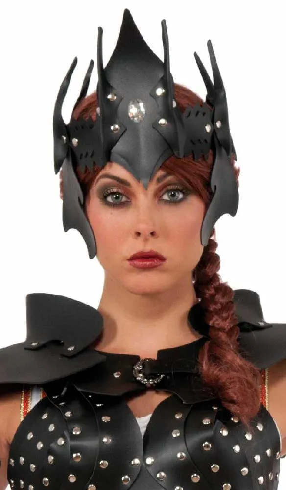 Leather Look Black Warrior Queen Crown Headpiece
