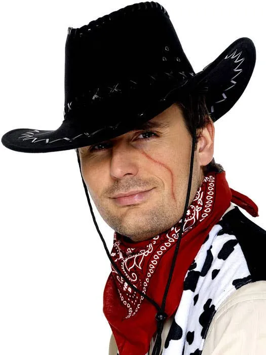 Leather Look Cowboy Hat in Black