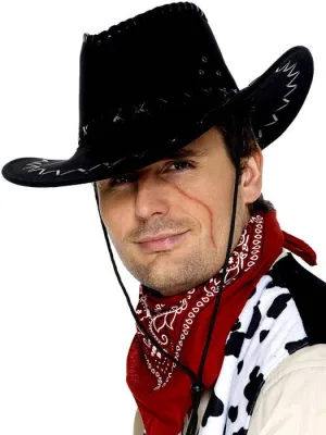 Leather Look Cowboy Hat in Black