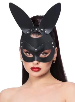 Leather Look Womens Black Bunny Costume Mask