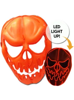 LED Light Up Evil Orange Pumpkin Halloween Mask