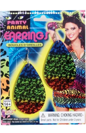 Leopard Print 1980s Rainbow Shell Earrings