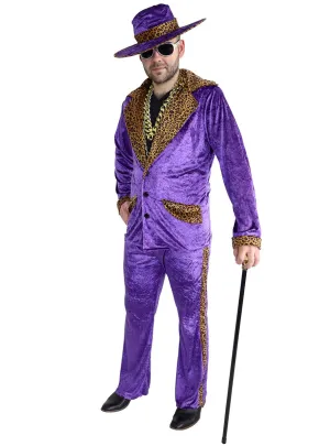 Leopard Print Plus Size Mens Purple Mac Daddy Costume