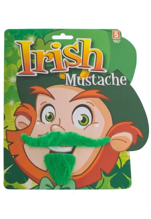 Leprechaun Green Fake Moustache And Goatee