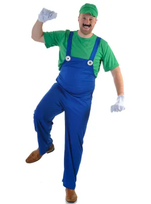 Let's-a-Go Green Plumber Mens Video Game Costume