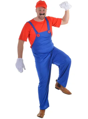 Let's-a-Play Red Plumber Mens Video Game Costume
