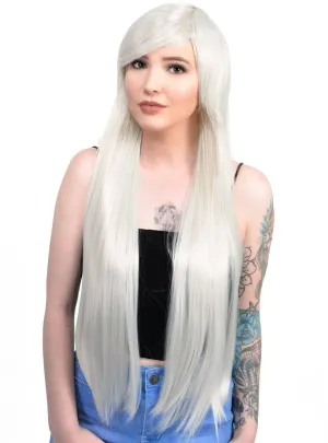 Lexi Light Silver Womens Long Straight Costume Wig