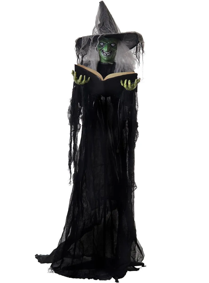 Life Size Animated Light Up Witch with Spell Book Halloween Decoration
