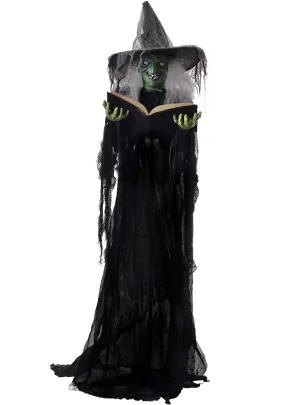 Life Size Animated Light Up Witch with Spell Book Halloween Decoration