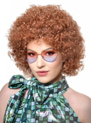 Light Auburn Brown Unisex Adults 70s Disco Afro Costume Wig