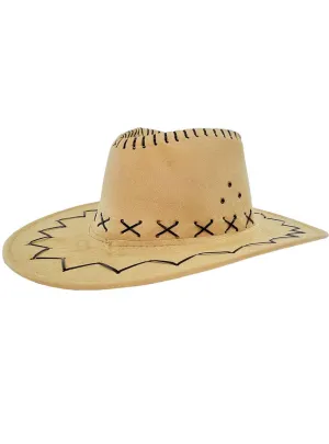 Light Beige Faux Suede Cowboy Costume Hat