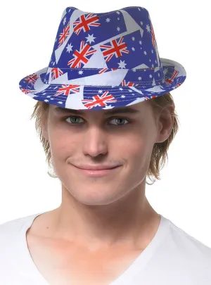 Light Blue Australian Flag Fedora Hat