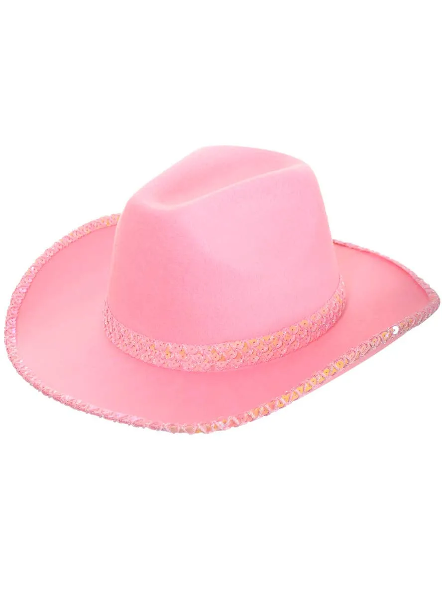 Light Pink Cowgirl Hat with Sequin Trim