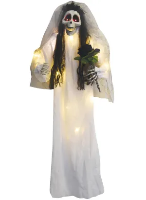 Light Up 120cm Skeleton Bride with Bouquet Halloween Decoration