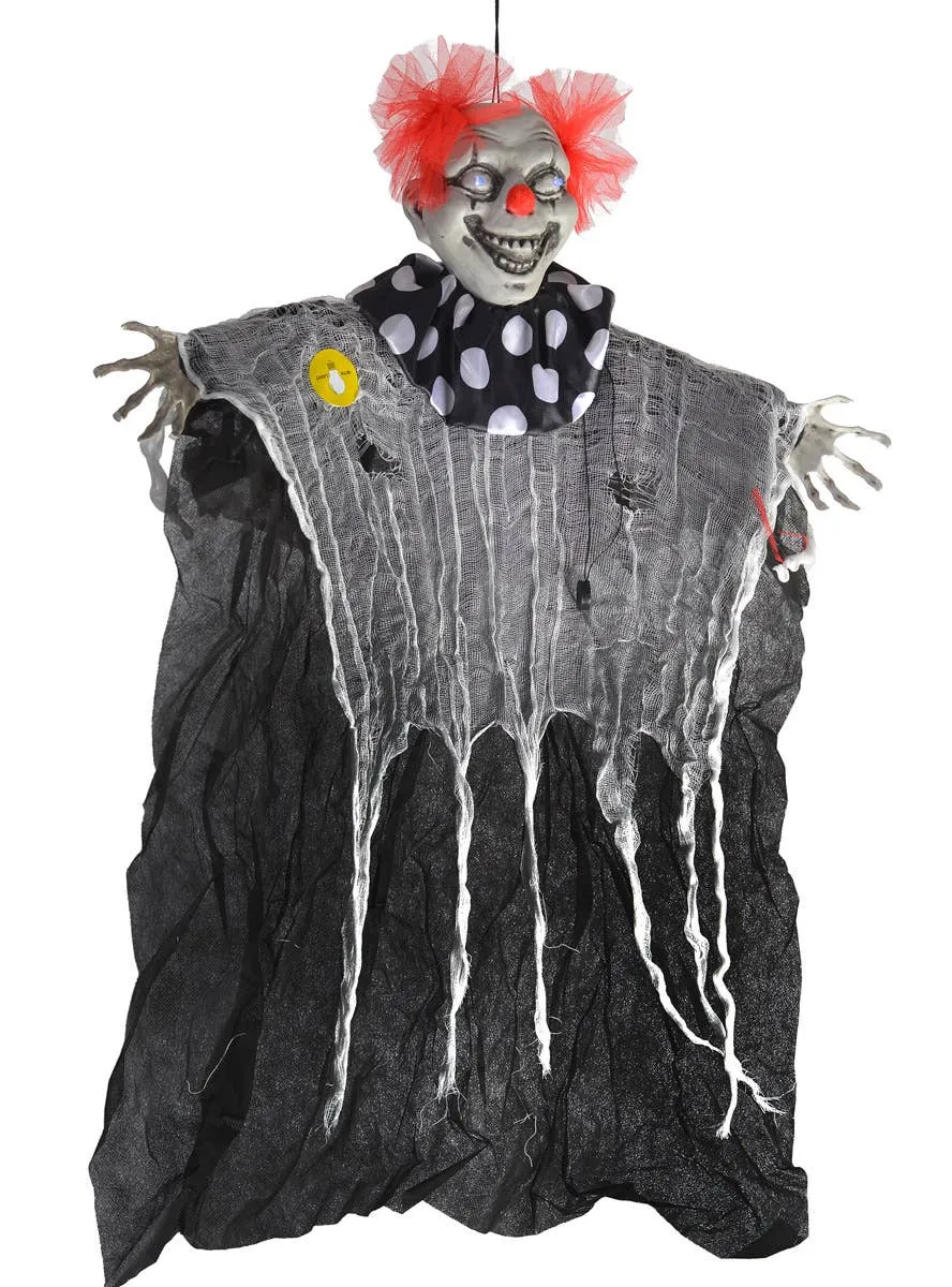 Light Up Eyes Evil Hanging Clown Halloween Decoration