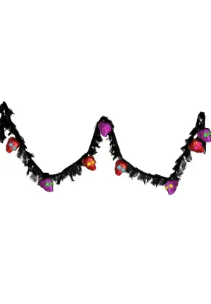 Light Up Glitter Skulls Garland Halloween Decoration