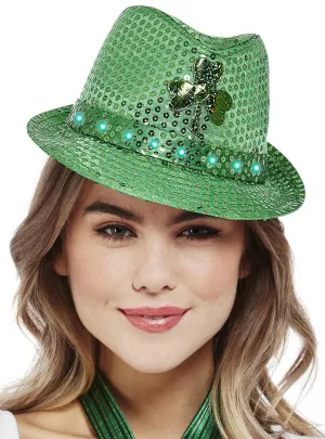 Light Up Green Sequin St Patrick's Day Trilby Costume Hat