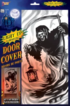 Light Up Grim Reaper Door Cover Halloween Decoration
