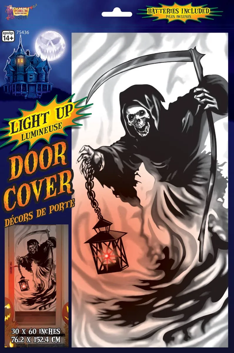 Light Up Grim Reaper Door Cover Halloween Decoration