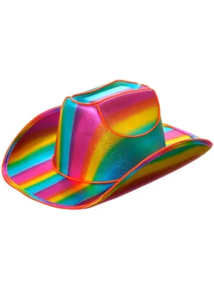 Light Up Metallic Rainbow Cowboy Hat