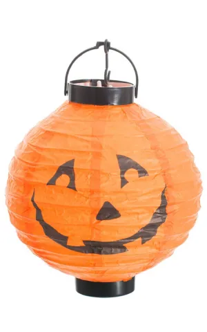Light Up Mini Orange Paper Lantern Pumpkin Decoration