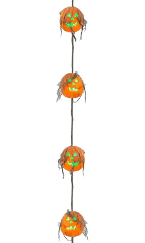 Light Up Mini Pumpkin Hanging Garland Halloween Decoration