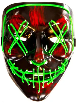 Light Up Neon Green and Black Purge Halloween Mask