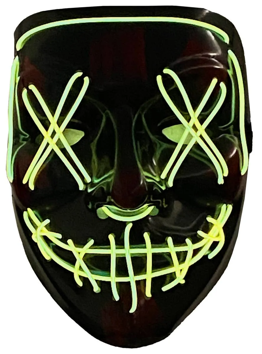 Light Up Neon Yellow Green Purge Mask Halloween Accessory