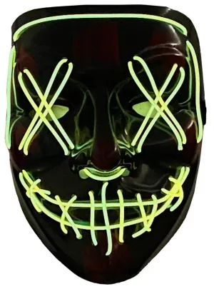 Light Up Neon Yellow Green Purge Mask Halloween Accessory